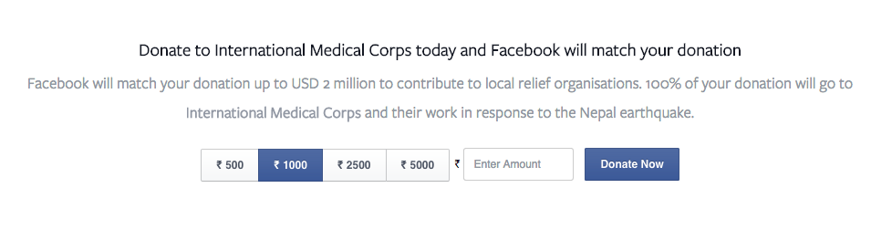 Facebook donate to nepal
