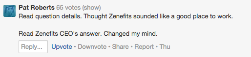 Zenefits Quora Response