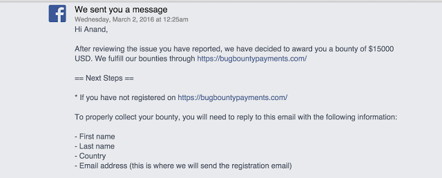 Facebook bounty email
