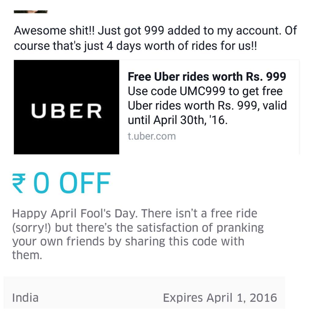 Uber April Fools prank
