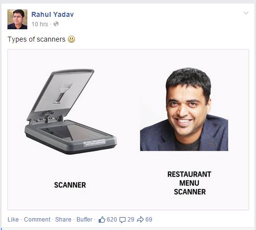 rahul Yadav Deepinder Goyal restaurant scanner