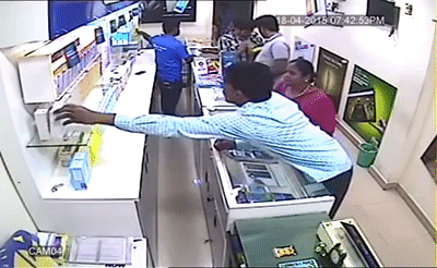 shoplifting in mobile store cctv footage